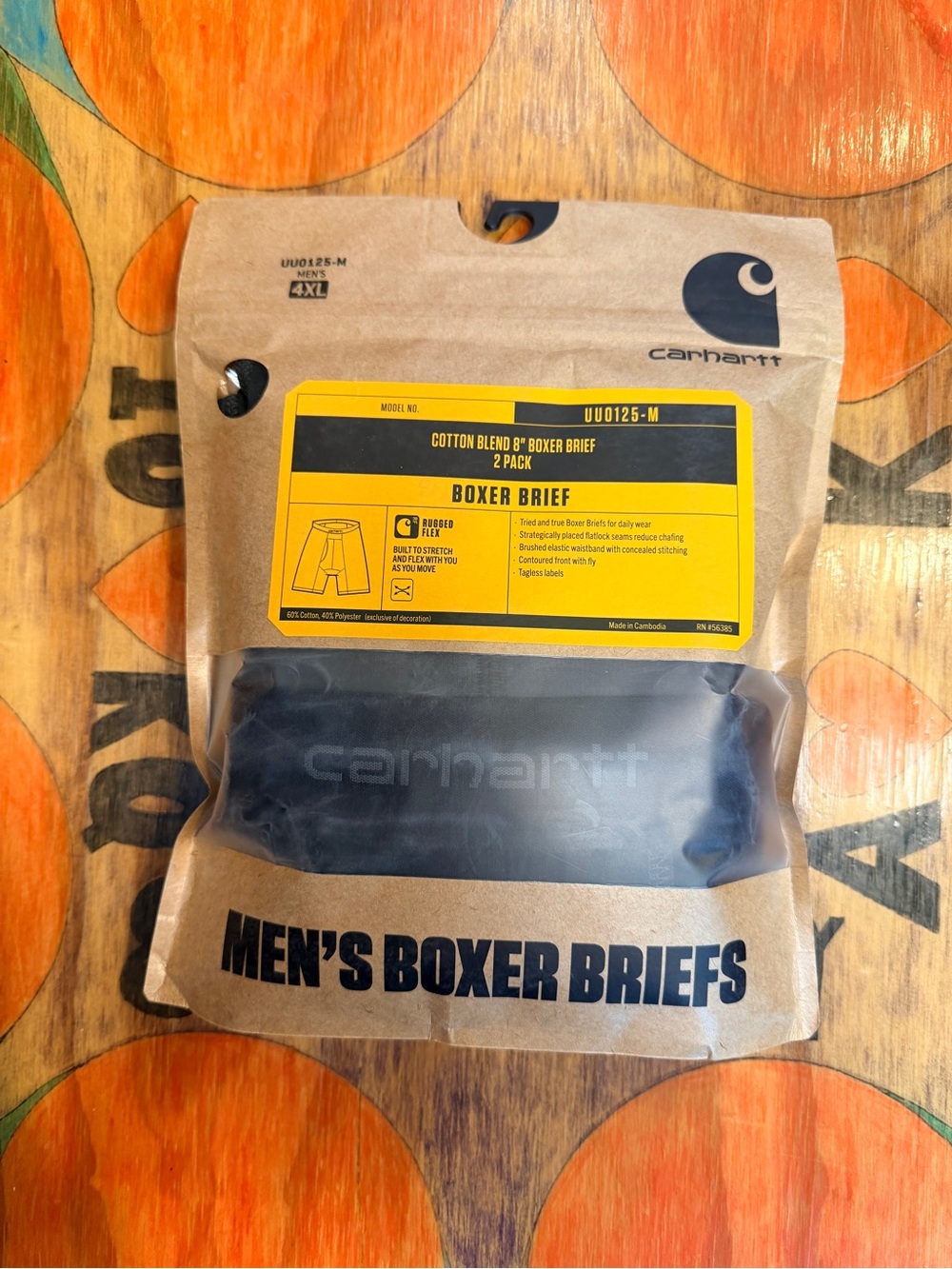 Carhartt Mens 8" Basic Boxer Brief 2 Pack Size 4XL Sealed Black Rugged Flex NEW
